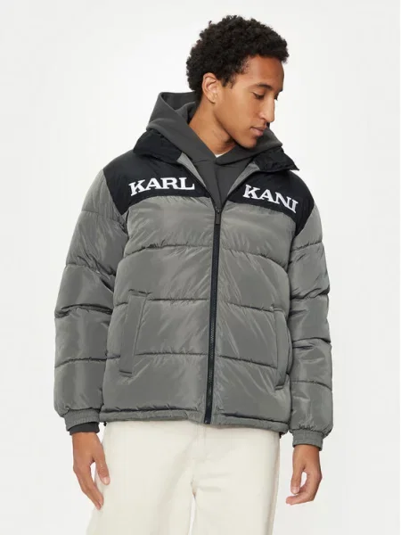 Karl Kani Zimní bunda Essential tmavě šedá / černá bílá