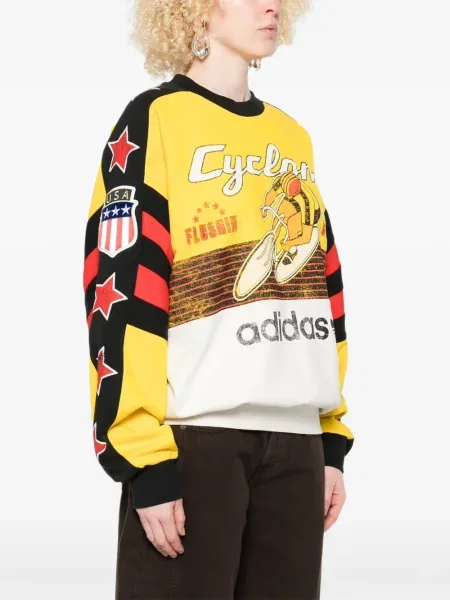 Tricou Adidas cu dungi cu imagine alb
