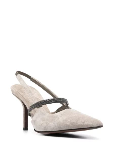 Zomšinės bateliai Brunello Cucinelli slingback pilka