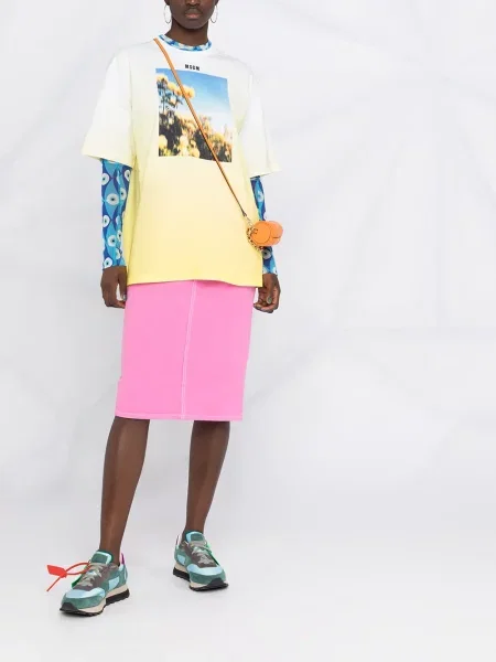 Raštuotas marškinėliai Msgm geltona