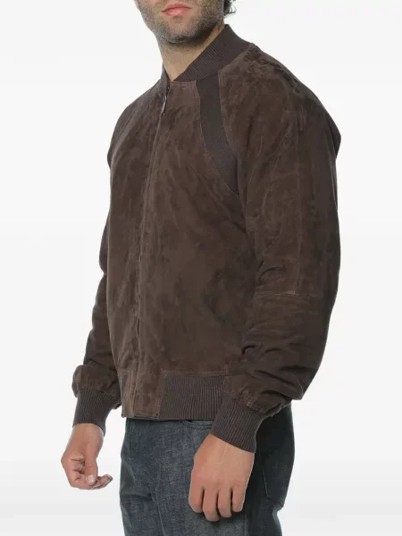 Geacă bomber Trussardi din piele de căprioară maro