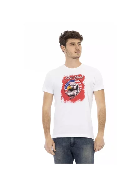 Koszulka Trussardi z krótkim rękawem z okrągłym dekoltem casual biała