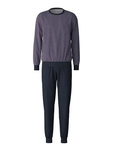 CALIDA Pijama lungă albastru marin / roșu alb