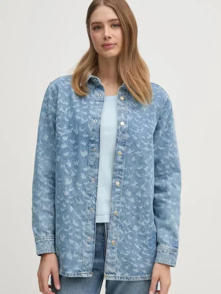 Sisley camasa jeans femei cu guler clasic regular albastru