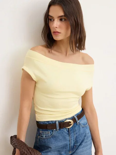 Trendyol Tricou pastel galben