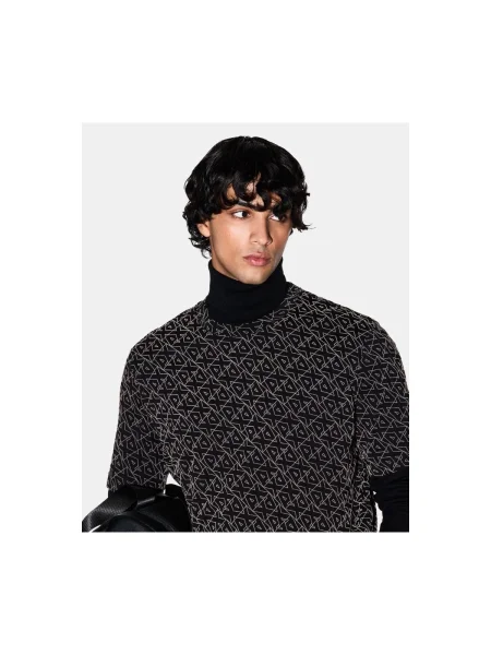 Armani Exchange tricou din cu imprimeu negru