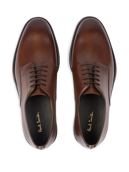 Pantofi derby Paul Smith cu șireturi din piele maro