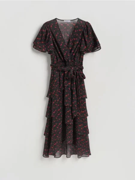 Reserved Сукня міді з візерунком чорний