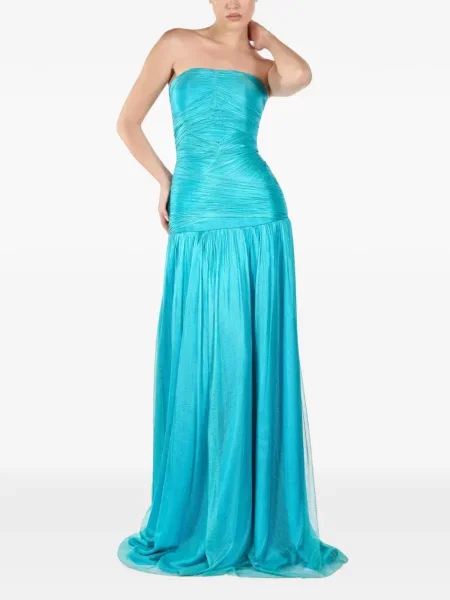 Rochie maxi Andreea Veneciuc cu volane albastru