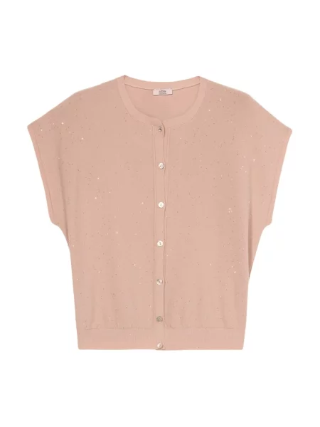 Krótki kardigan Oltre z cekinami różowy