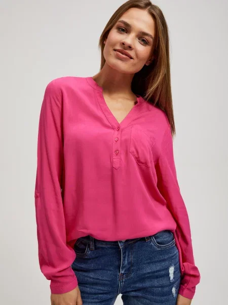 Cămașă Marisse cu decolteu în V albastru