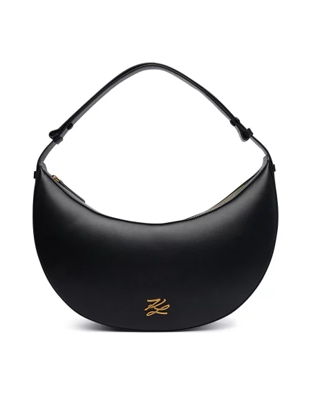Karl Lagerfeld crescent torbica usnjena K/AUTOGRAPH črna