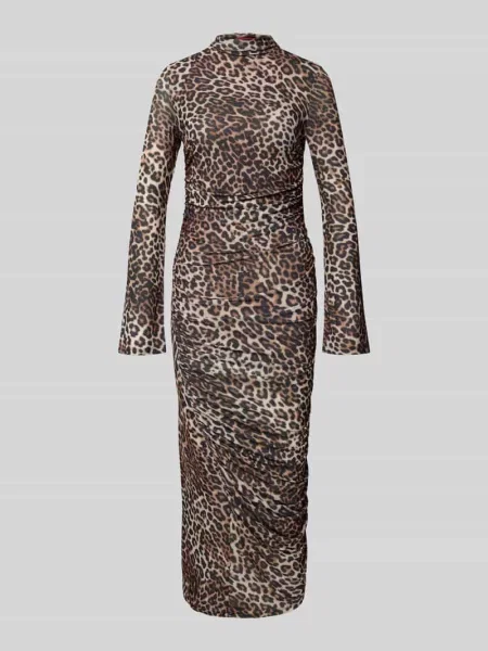 HUGO sukienka maxi dopasowana brązowy