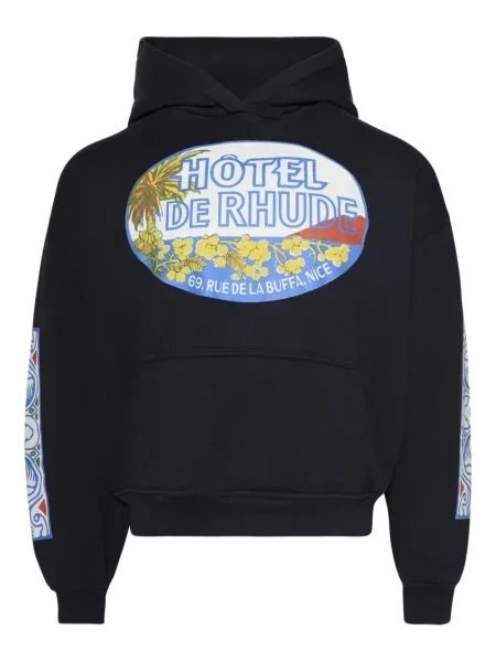 Hanorac cu glugă Rhude cu imagine negru