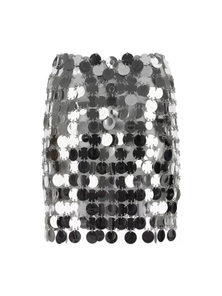 Mała mały spódnica mini Paco Rabanne z cekinami szara