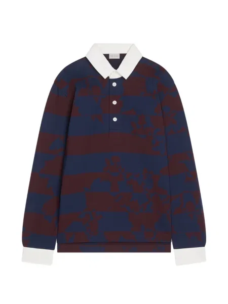 Polo Dries Van Noten cu dungi lung albastru