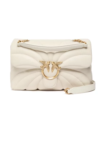 Torebka crossbody Pinko skórzana klasyczna beżowa