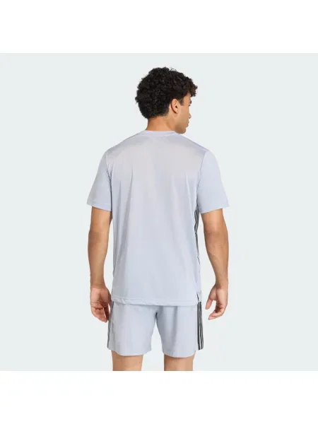 TRÉNINKOVÉ TRIČKO TECH ESSENTIALS 3 STRIPES stříbrné