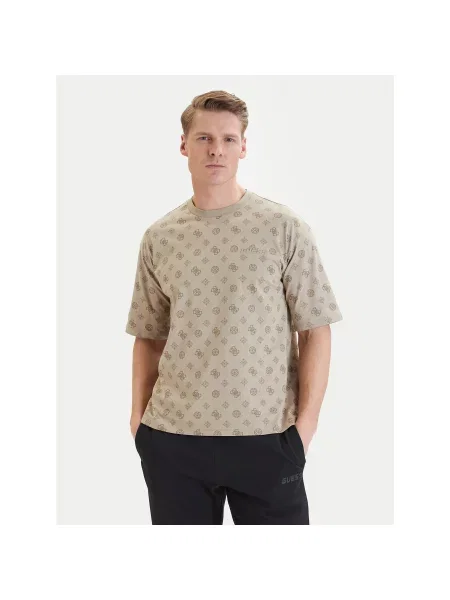 Guess Marškinėliai Relaxed Fit smėlio