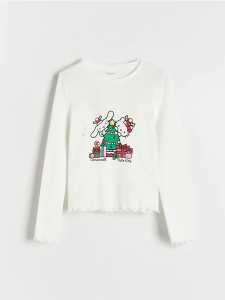 Reserved Świąteczna koszulka Hello Kitty złamana biel