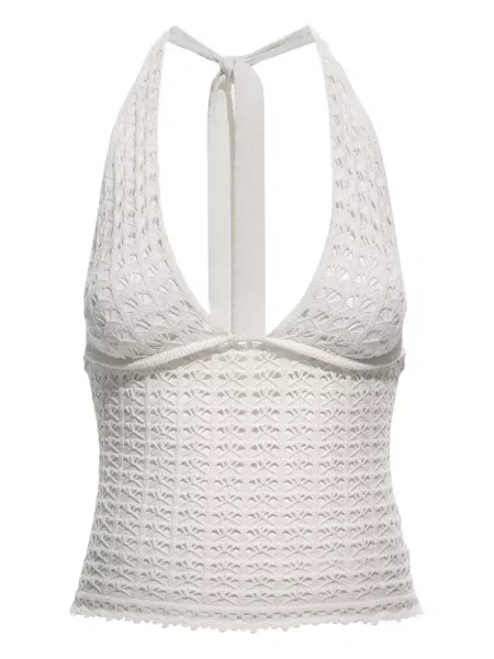 Top Roberto Cavalli cu gât halter alb