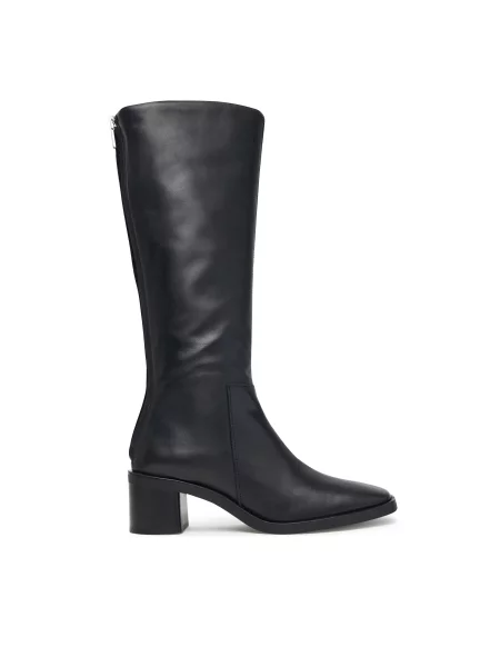 Čižmy Calvin Klein Block Heel High Boot Zip Lth čierna