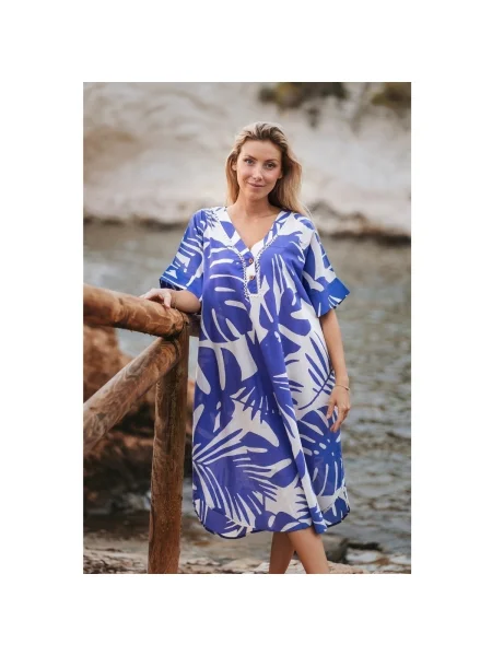 Oblekové maxi šaty Isla Bonita By Sigris po kolená modrá