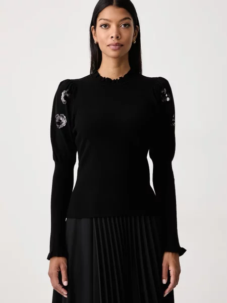 Twinset pulover pentru femei cu vâscoză negru