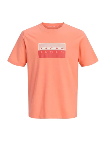 Jack & Jones Plus Majica JCOFUSION marelica / krvavo rdeča bela