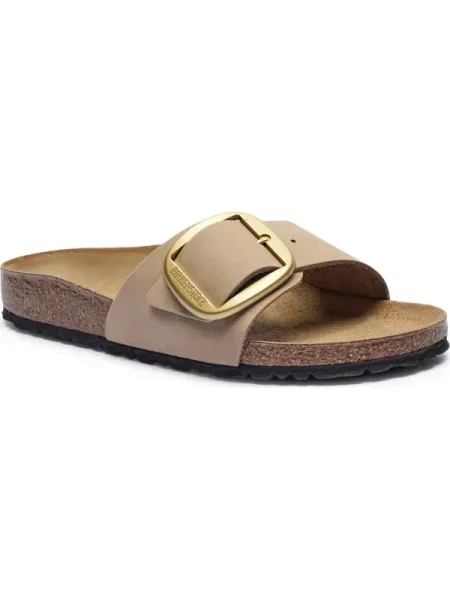 Birkenstock Bőr papucs Madrid Big Buckle bézs