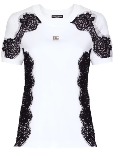 Tricou Dolce & Gabbana din dantelă alb