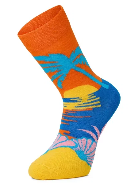 Happy Socks Skarpety Mężczyźni pomarańczowy|niebieski|żółty wzorzysty niebieskie