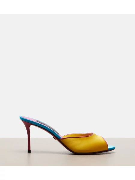 Papuci tip mules Dolce&gabbana din satin galben
