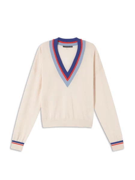 Lola Casademunt Svetr nebeská modř / krvavě / offwhite červená