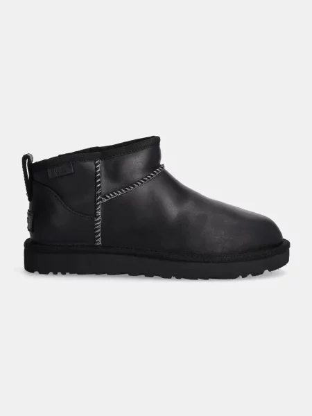 Шкіряні чоботи UGG Classic Ultra Mini Lthr Regen чорний