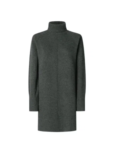 Rochie din denim Pepe Jeans de lână gri
