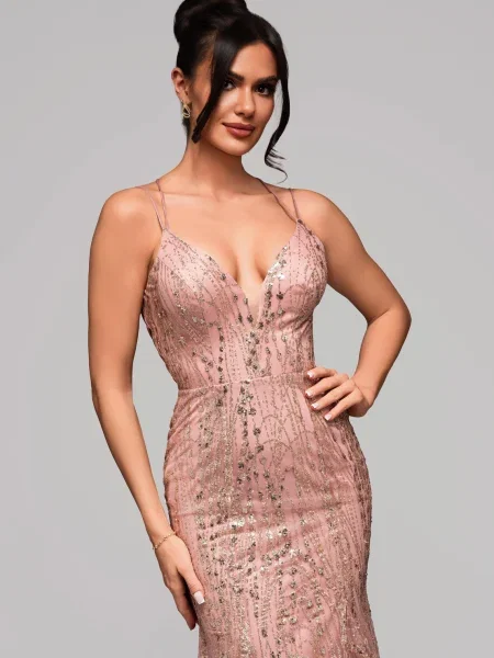 Rochie de seară Edoti de costum roz