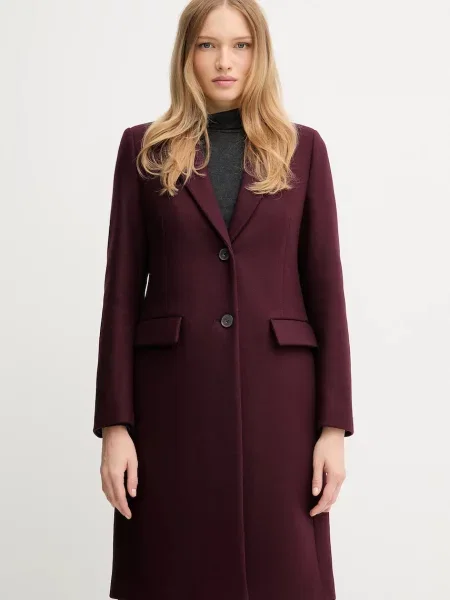 Tommy Hilfiger Wełniany płaszcz z zawartością kaszmiru Kobiety Wełna jednolity 34 czerwony