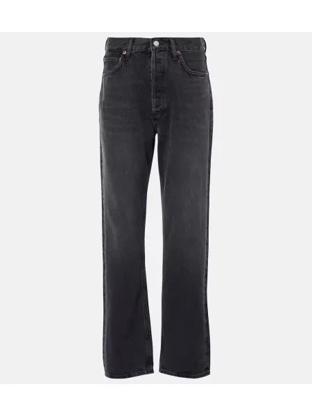 Talia proste jeansy Agolde z wysoką talią czarne