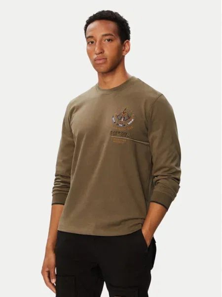 Aeronautica Militare Majica z dolgimi rokavi Khaki