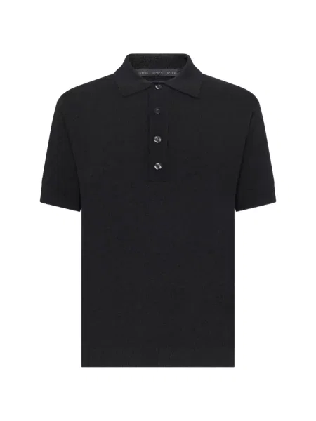 Плетена поло тениска Low Brand черно