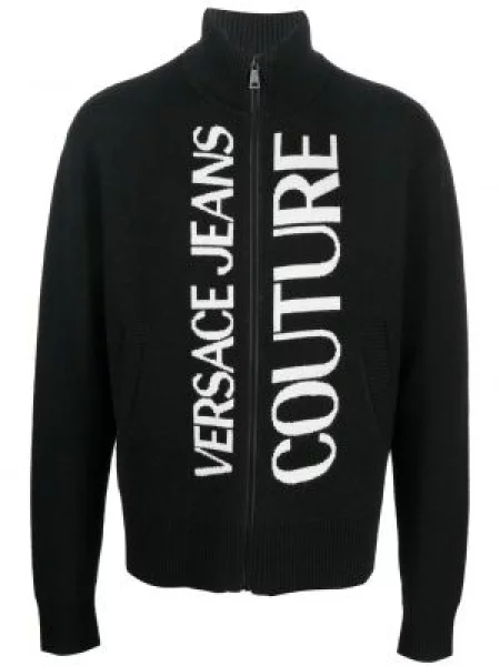 Cardigan Versace Jeans Couture cu broderie negru
