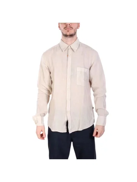 Koszula Boss Orange casual z długim rękawem beżowa