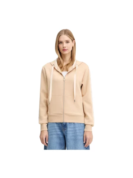 Bluza rozpinana z kapturem Guess beżowa