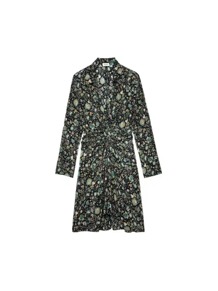 Sukienka midi Zadig&voltaire w kwiatki z nadrukiem garniturowa czarna