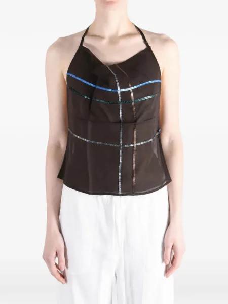 Top Paloma Wool cu paiete de lână maro