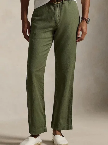 Polo Ralph Lauren παντελόνι ανδρικά λινά πράσινο