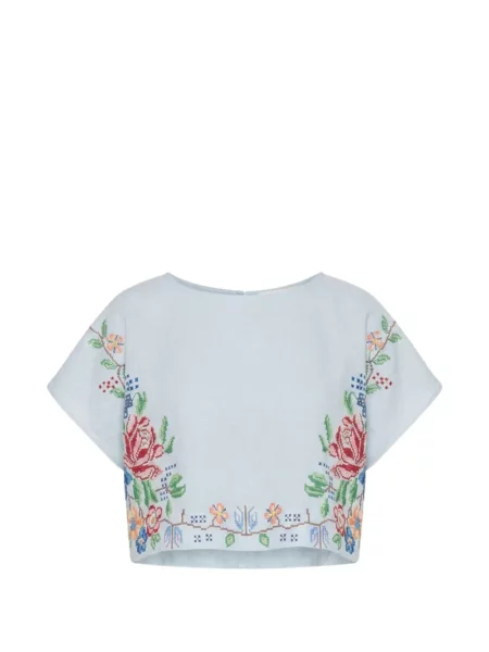 Decupat top Orsina cu model floral albastru
