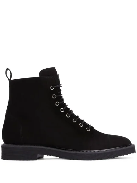 Cizme scurte Giuseppe Zanotti cu șireturi din piele de căprioară negru