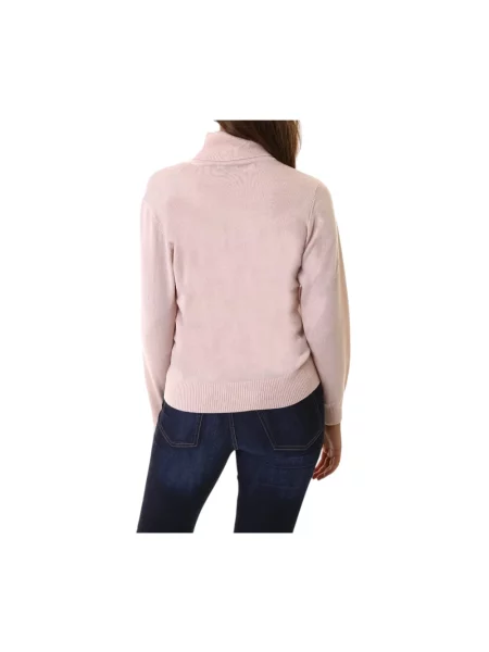Sweter z golfem Armani Exchange wełniany z logo różowy